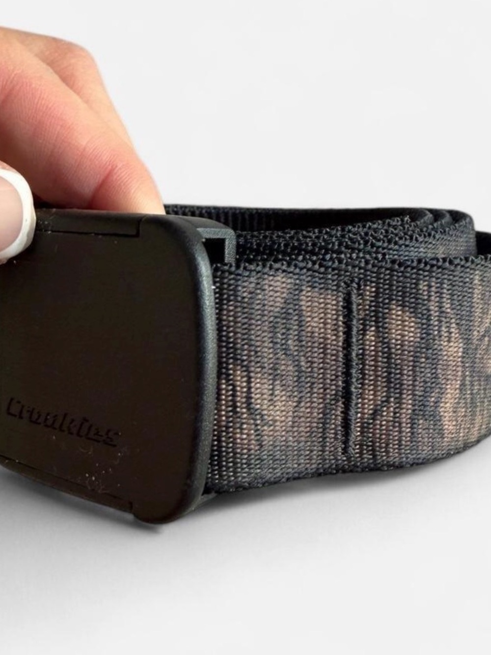 Croakies Men's Web Belt in Black and Brown Camo